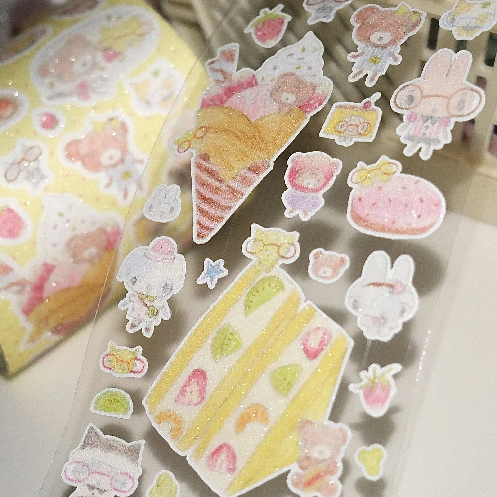 Cute Colored Pencil Food-themed Doodle Style Die-Cut Sticker Tape for Scrapbooking Journal DIY Phone Case Collage Material