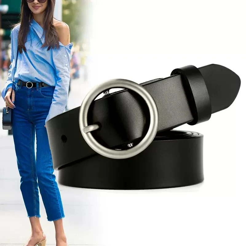 Cintura da donna in pelle PU con fibbia in metallo Cintura selvaggia Designer di marca di lusso autentico Adatto per pantaloni da lavoro da donna Jeans da indossare casual