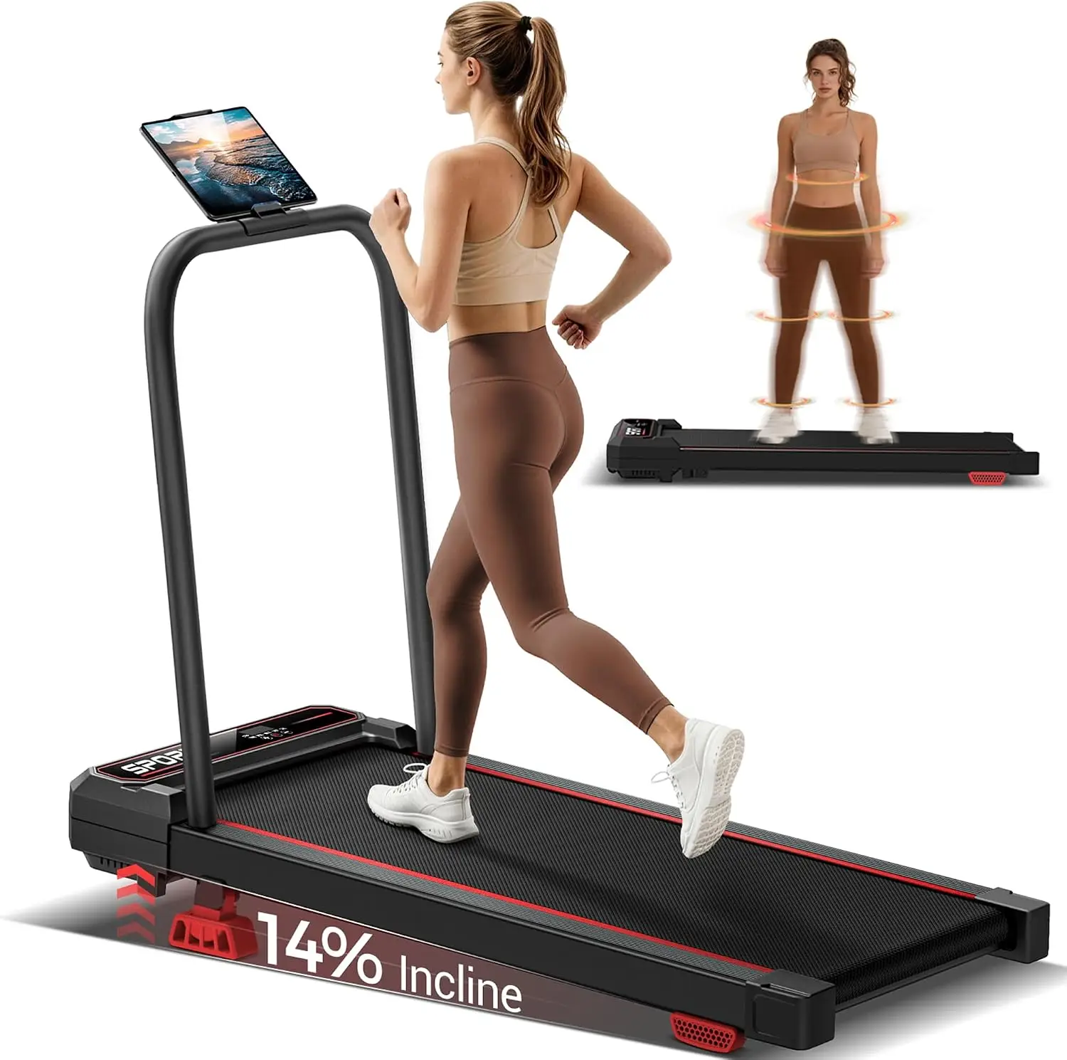 Walking Pad with Vibration Plate, 5-in-1 Modes Including Hill Climb, 3-Level Vibration, 45dB Quiet Motor, 0.6–6.2 MPH, 265 lbs Capacity