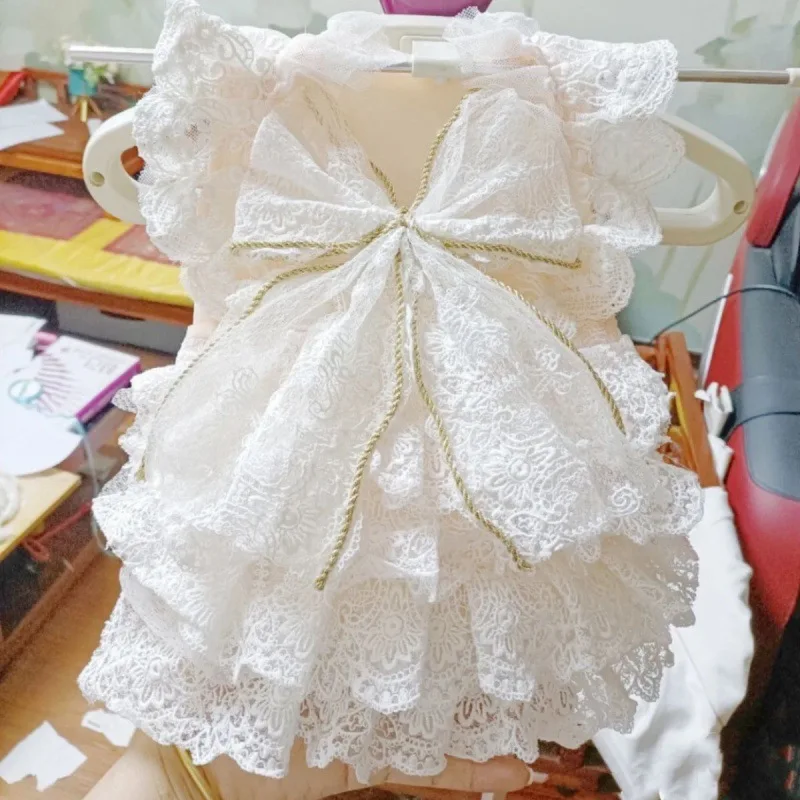 Pet Party Dress New Dog and Cat Princess Dress White Lace Wedding Dress Small and Medium-sized Pet Clothing