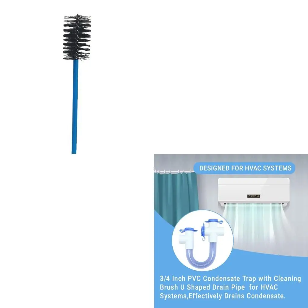   U Shaped Drain Pipe Replacement 3/4Inch Standard Condensate Trap with Cleaning Brush Effectively Drains Condensate