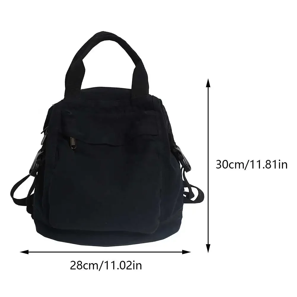 Canvas Backpack Vintage Commuting School Bag Solid Color Student Rucksack Aesthetic Hippie Y2K Backpack for Women Girls