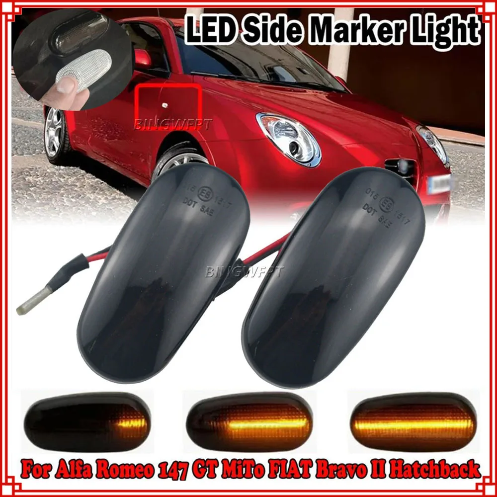 Sequential Flashing LED Turn Signal Side Marker Lights Blinker For FIAT Bravo II MK2 For Alfa Romeo Mito 147 GT 147 pre-facelift