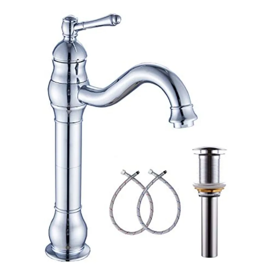 

360° Swivel Single Handle One Hole Bathroom Sink Faucet Matching with Pop Up Drain
