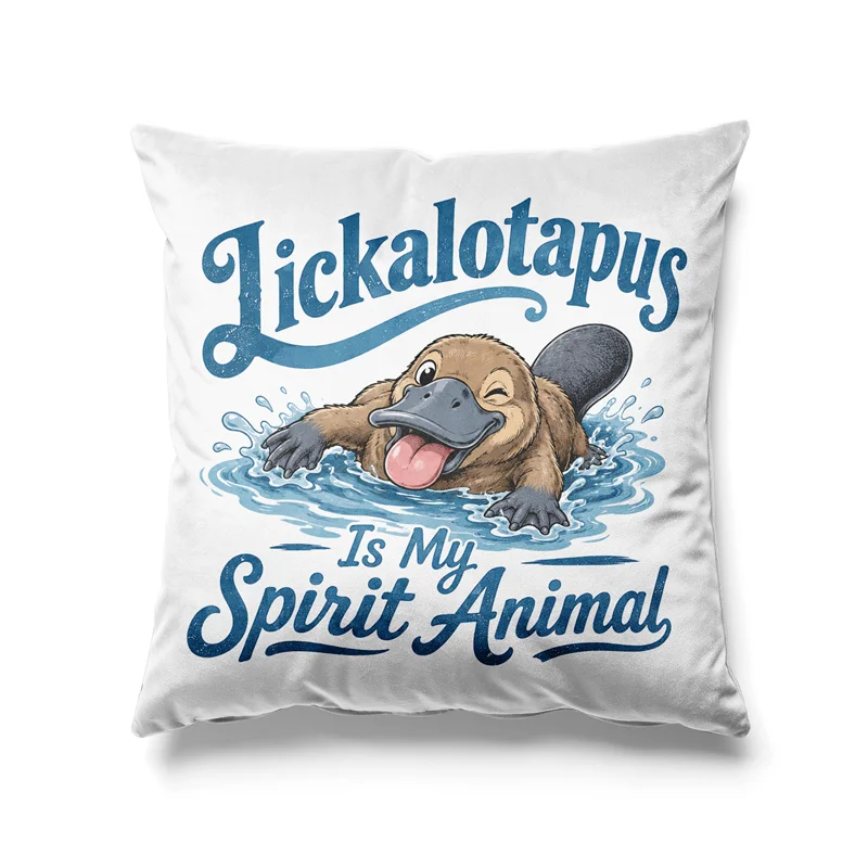 Aertemisi Lickalotapus is My Spirit Animal Pillow Cover Funny Platypus Art Retro Dinosaur Pun Cushion Case Throw Pillow Cover