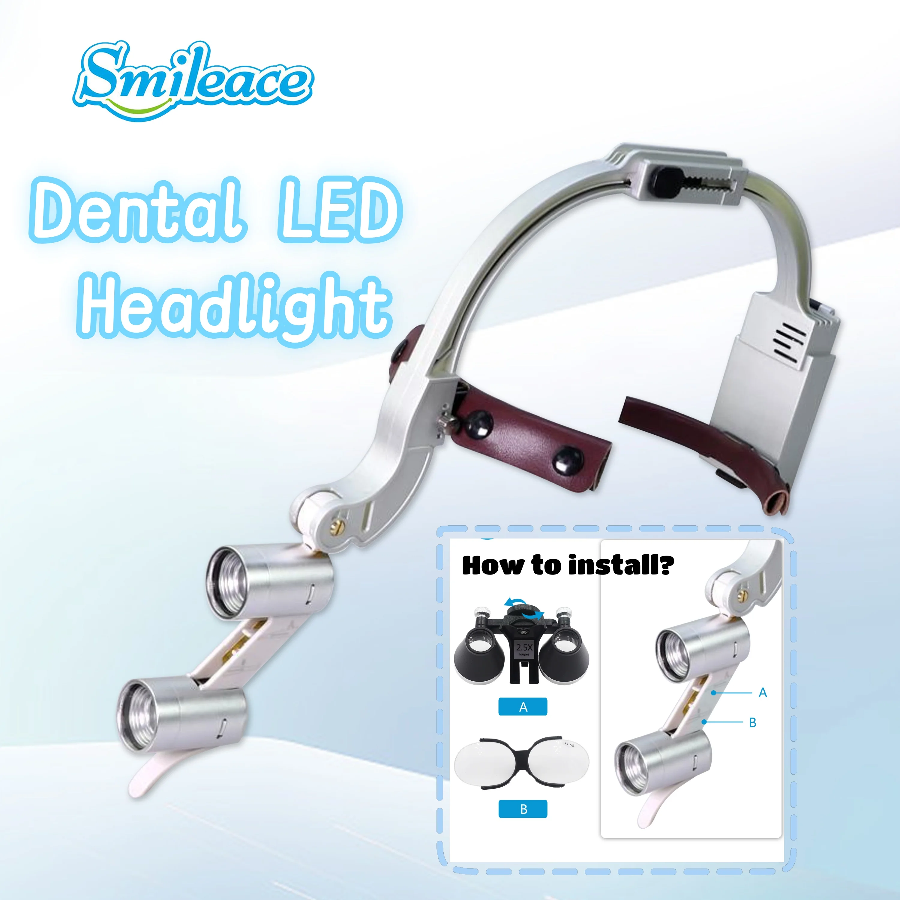 Colorful Binocular Dental Loupe Magnification 2.5X 3.5X with LED Light Surgical Headlight for Dentist Medical Lamp