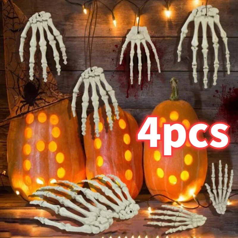 Halloween Realistic Skeleton Hand Halloween Zombie Party Scary Skull Decors Dummy Hands Bones Halloween Scene Decor Supplies