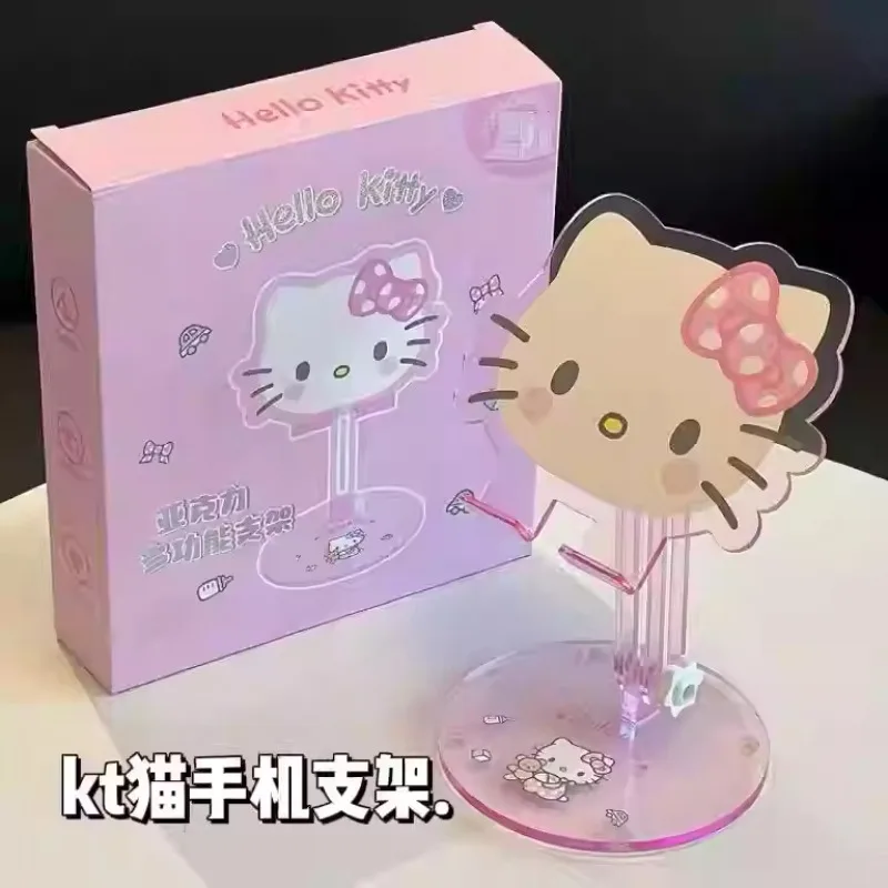 

Anime Cute HelloKitty Multifunctional Desktop Mobile Phone Holder Cartoon KT Acrylic DIY Adjustable Tablet Holder Holiday Gifts