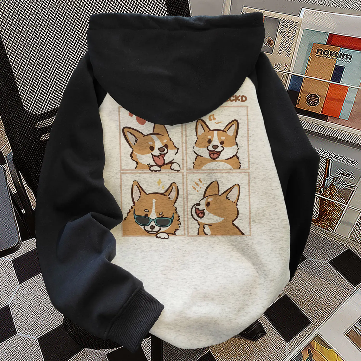 

American autumn and winter men and women trendy personalized graphic print hooded sweatshirt for students loose retro Harajuku