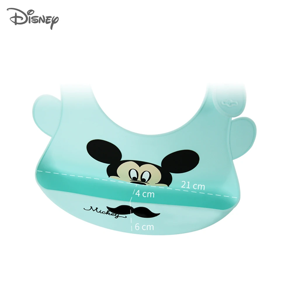 Disney Silicone Newborn Baby Bibs Adjustable Cartoon Waterproof Saliva Dripping Bibs Soft Edible Silicone Saliva Towel