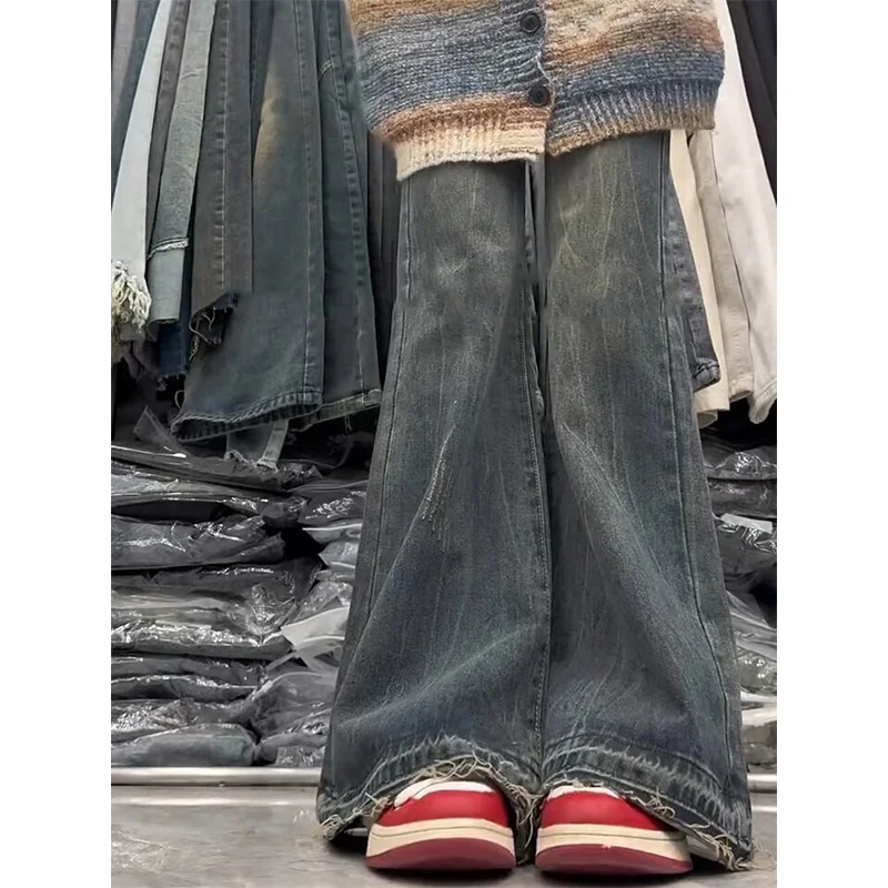 レトロなフレアパンツ、小柄な女性向け、ハイウエスト、ルーズワイドレッグ、蹄型ロングパンツ、秋冬新作、スリム効果