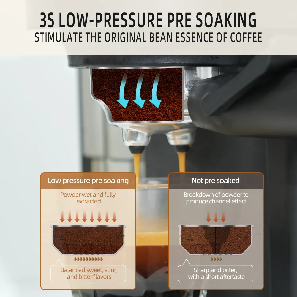 Mini cafetera casera de fábrica, cafetera semiautomática de grano con molinillo