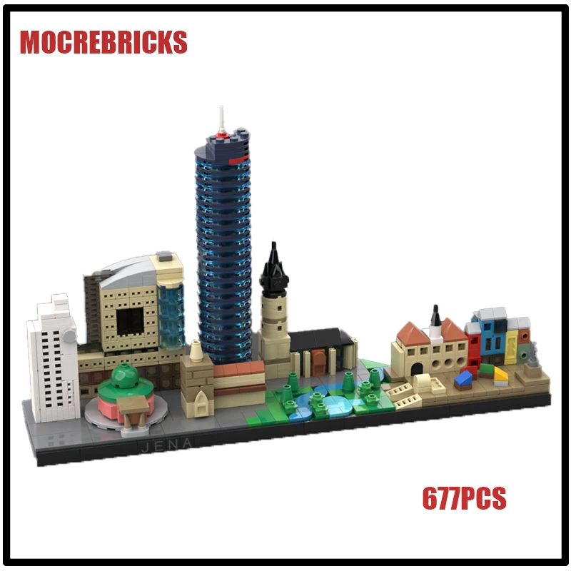 

MOC Building Blocks Germany Famous Urban Street View Jena Skyline High-tech Architecture Sets DIY Bricks Kids Creative Toys