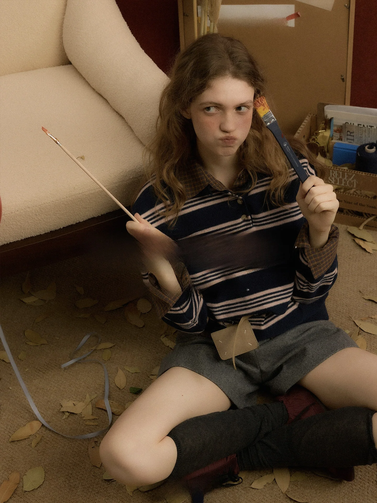 

Loose Knitted Wool Ne Striped Color Blo Women's Sweater Reversible Faionable Autumn Winter Long Sve Top