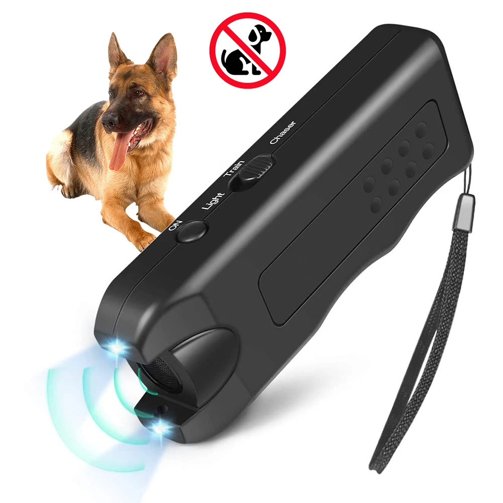 Ultrasonic Automatic Bark Stopper Handheld Dog Bark Suppressor with LED Light Repeller Trainer Battery Powered for All Size Dogs