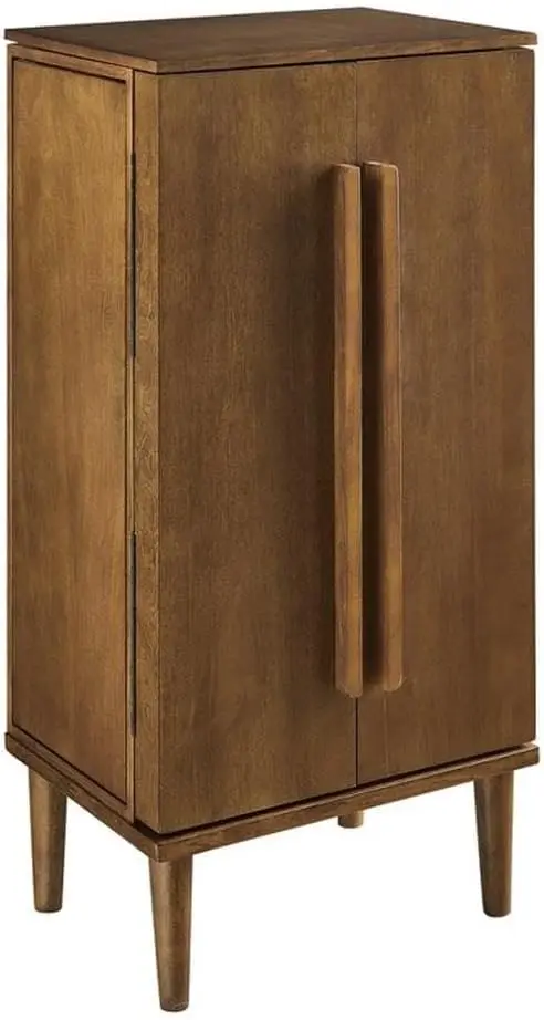 7-Drawer Wood Jewelry Armoire with Flip Top in Brown