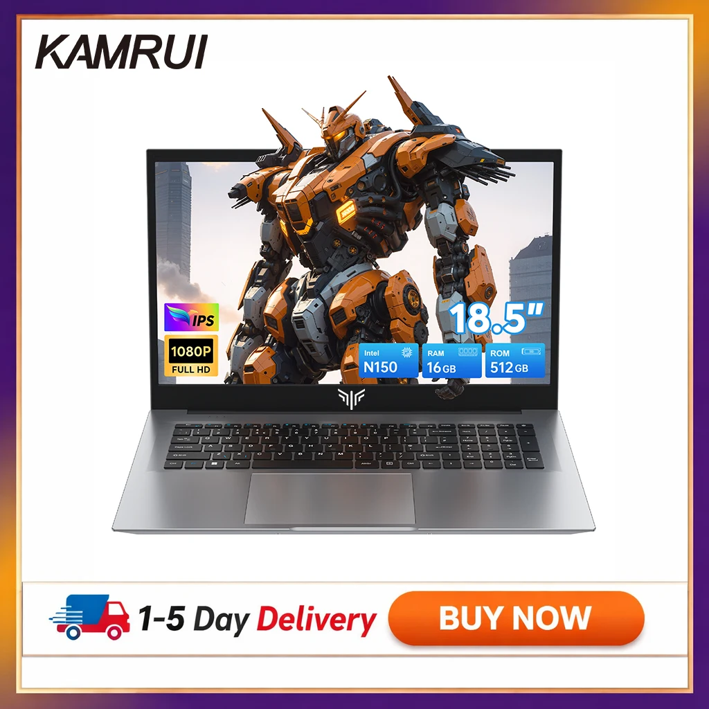 KAMRUI 18.5"Laptop Computer Windows 11 PRO 8000 mAh Battery Intel N150 Quad-Core Processor 16GB DDR4 RAM 512GB SSD Wifi5