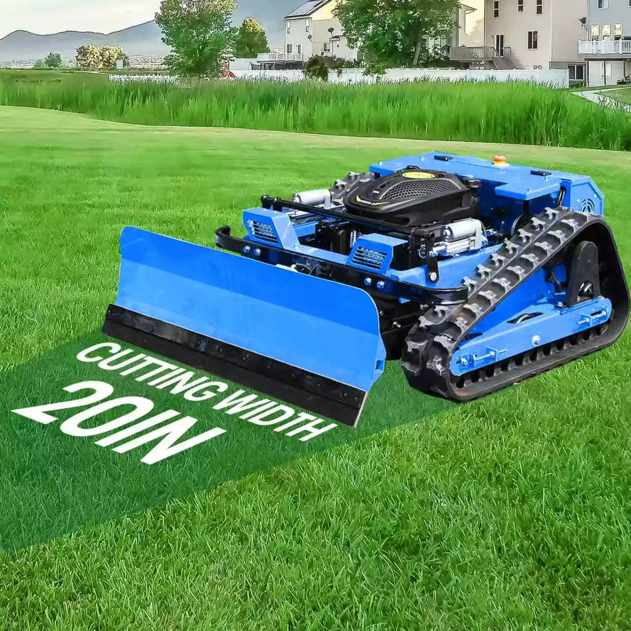 Customized Remote Control Lawn Mower with Snow Blade, All Terrain Crawler Grass Cutting Machine for Slope Garden Snow Removal