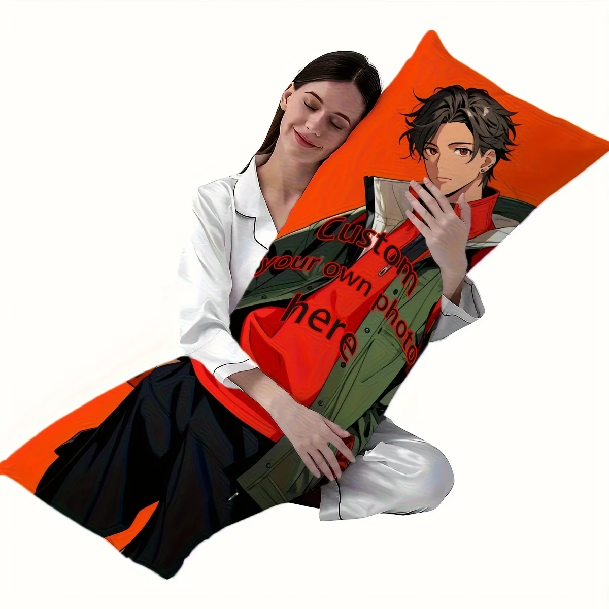 [Customized] Photo and Text Pillow Cover, Personalized Couple Photo Rectangular Plush Pillow, Valentine's Day, Christmas