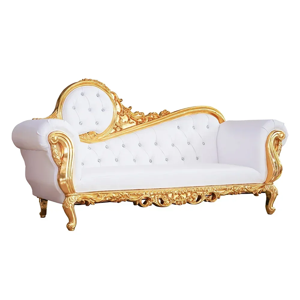 

Factory Direct Golden White Wood Carved French Luxury Antique Chaise Lounge