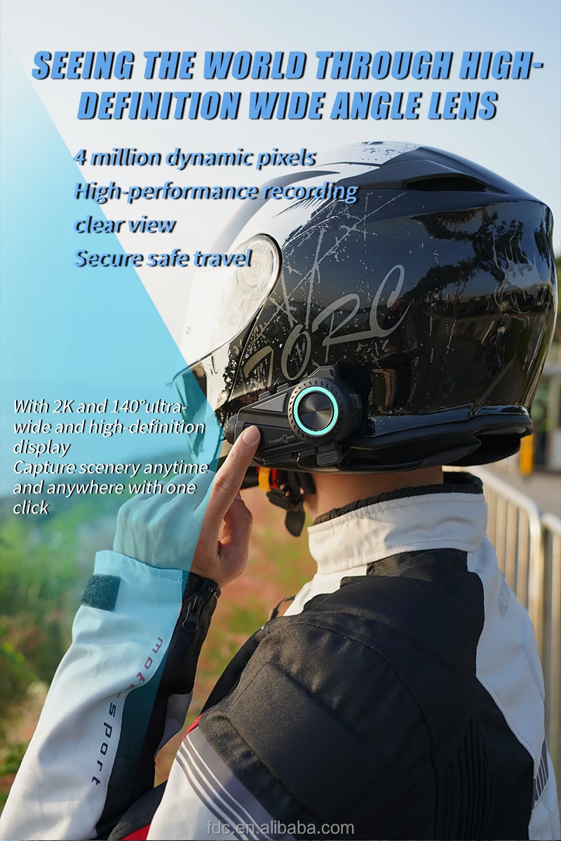 FreedConn Bluetooth Intercom 2K HD Camera Recorder Protective Waterproof Accessories for up 6 Riders 1200M BT Intercom Recorder