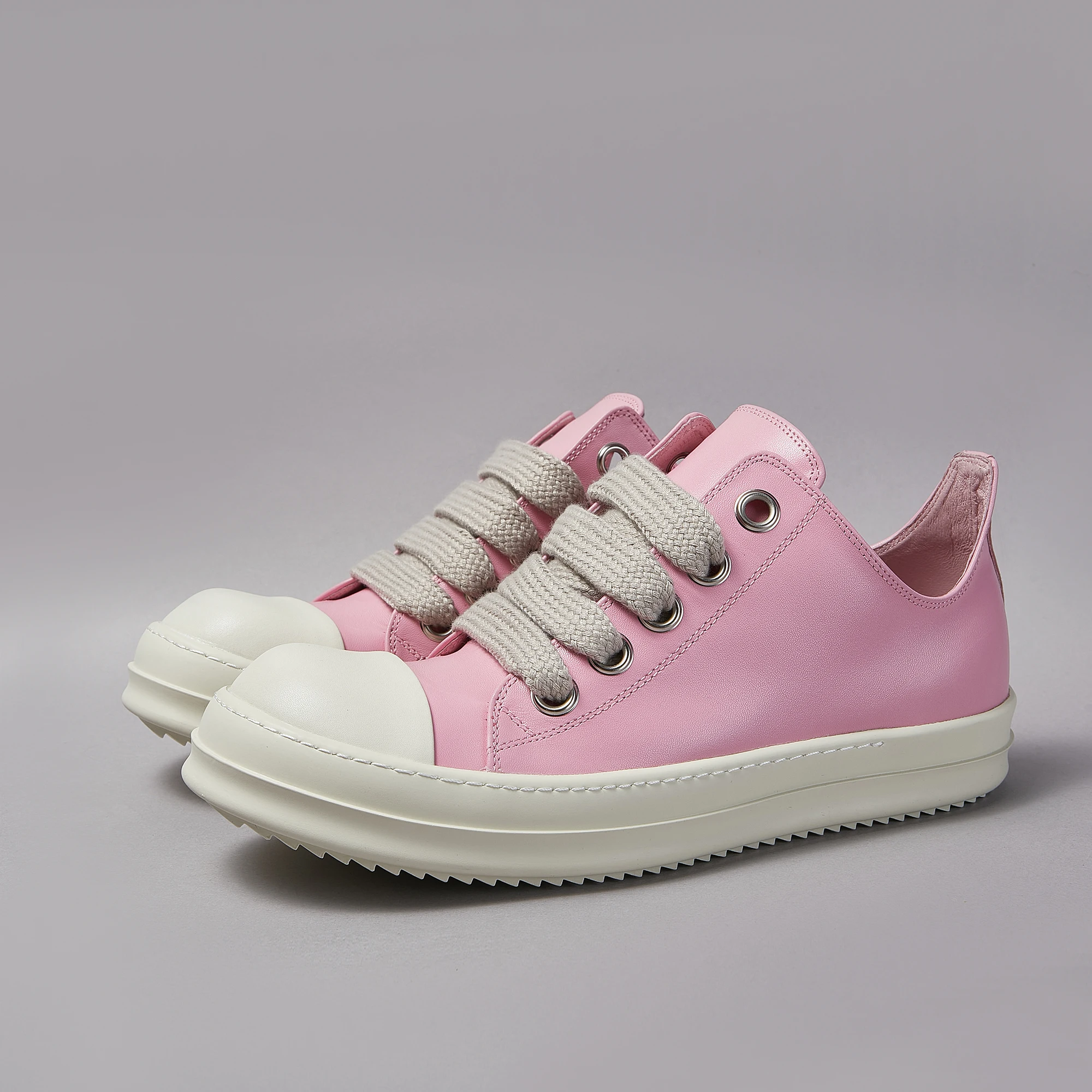 

Pink Cowhide Coarse Shoelaces High-Quality Sports Casual Low Cut Boots And Shoes for Men And Women with Big Corns