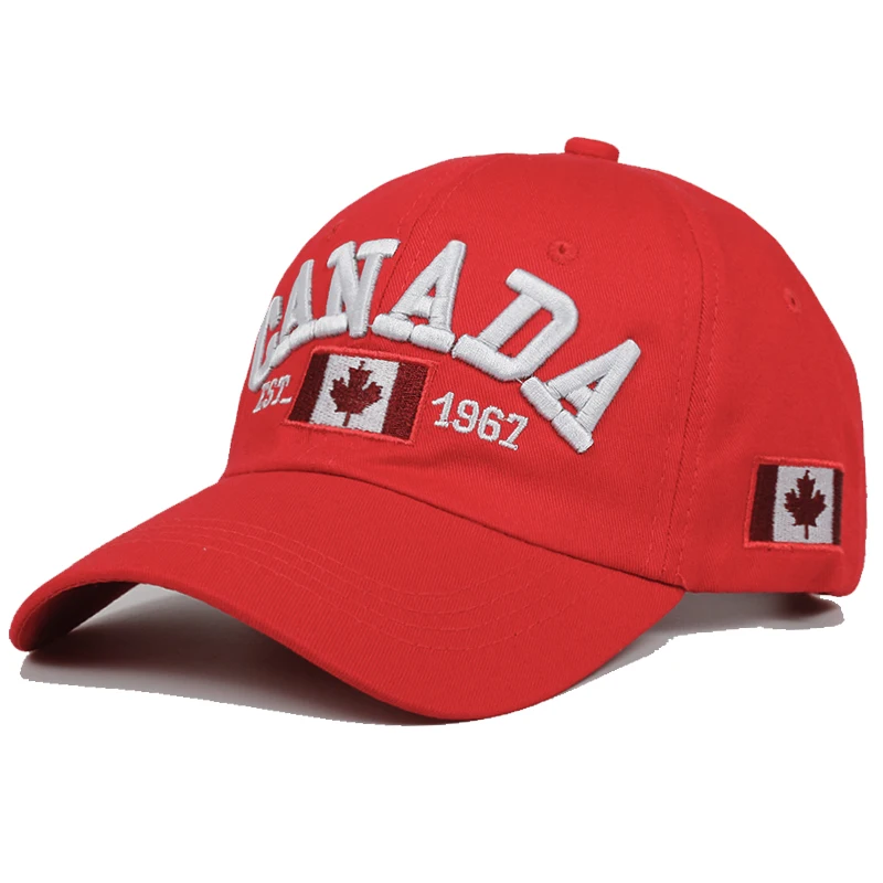 Men Baseball Hat Canada Flag Letter Embroidery Baseball Caps Cotton Gorra Snapback Curved Dad Hat Leisure Outdoor Sports Cap