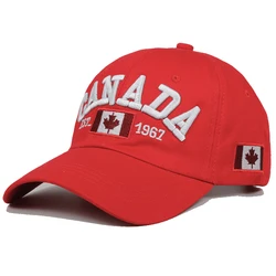 Men Baseball Hat Canada Flag Letter Embroidery Baseball Caps Cotton Gorra Snapback Curved Dad Hat Leisure Outdoor Sports Cap