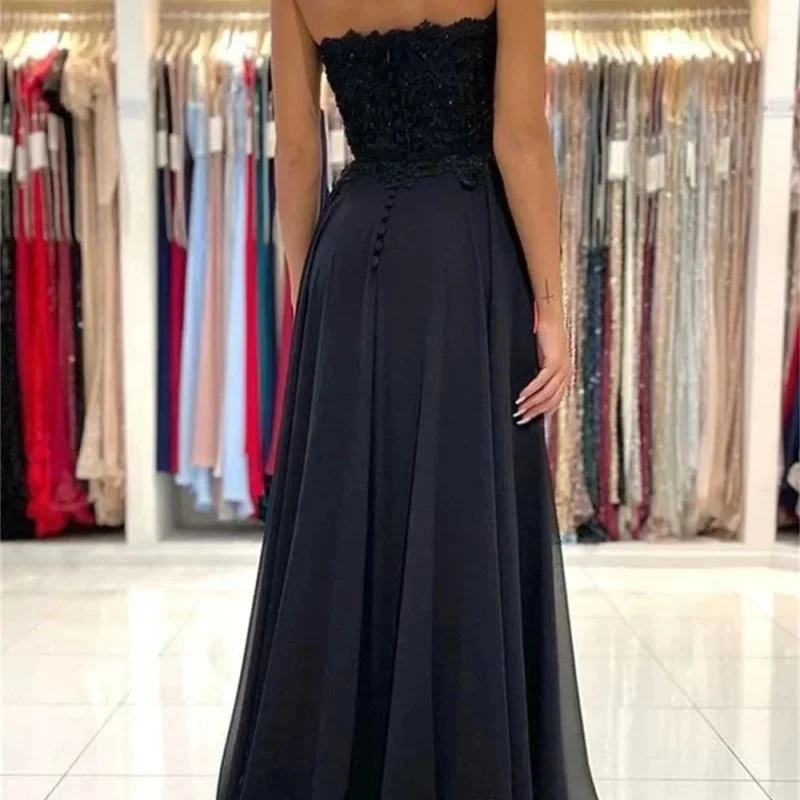 Off-the-shoulder A-Line Ball Dress Women's sexy lace heart-neck Evening Dress floor-length Decal Cocktail dress