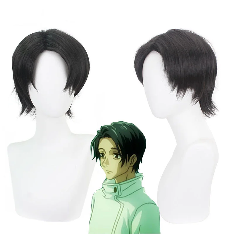 애니메이션 Jujutsu Okkotsu Yuta 코스프레 가발 남자 검은색 짧은 머리 할로윈 파티 카니발 롤 플레잉 의상 액세서리 합성 가발