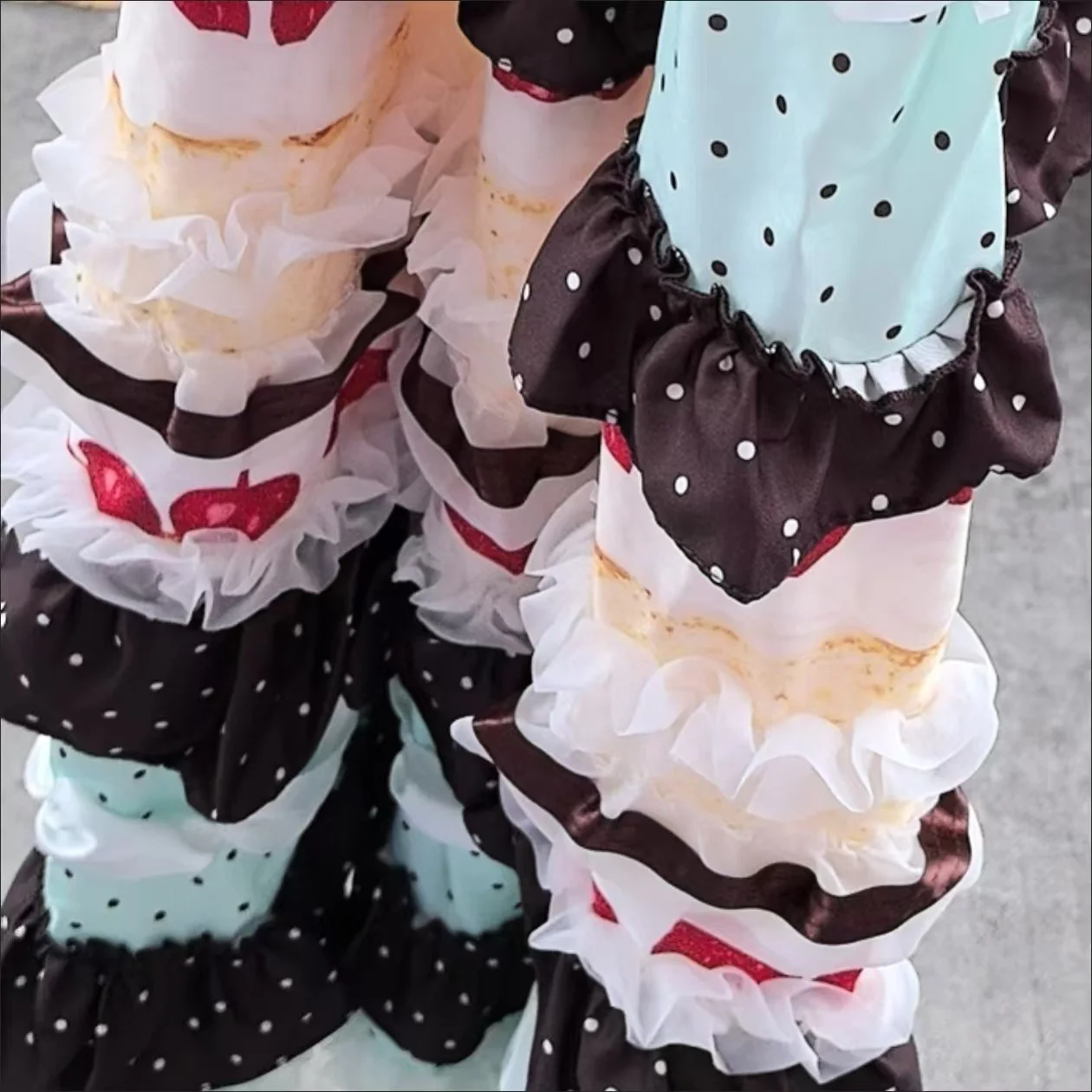 High-end Sweet Patchwork Polka Dot Chiffon Long Skirts Y2K Skirt Women High Waist Multi-Layer A-line Flower Print Skirt Harajuku view 4