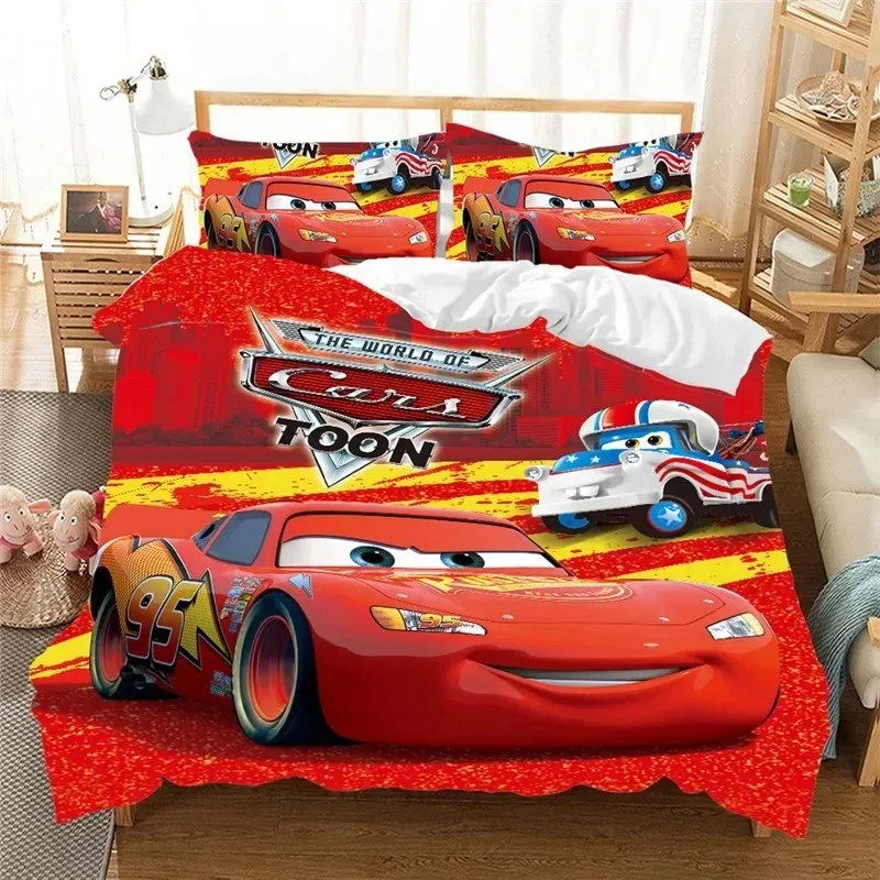 

Lightning McQueen Anime Bedding Set 100% Polyester Duvet Cover Set Cartoon Print Home Decoration