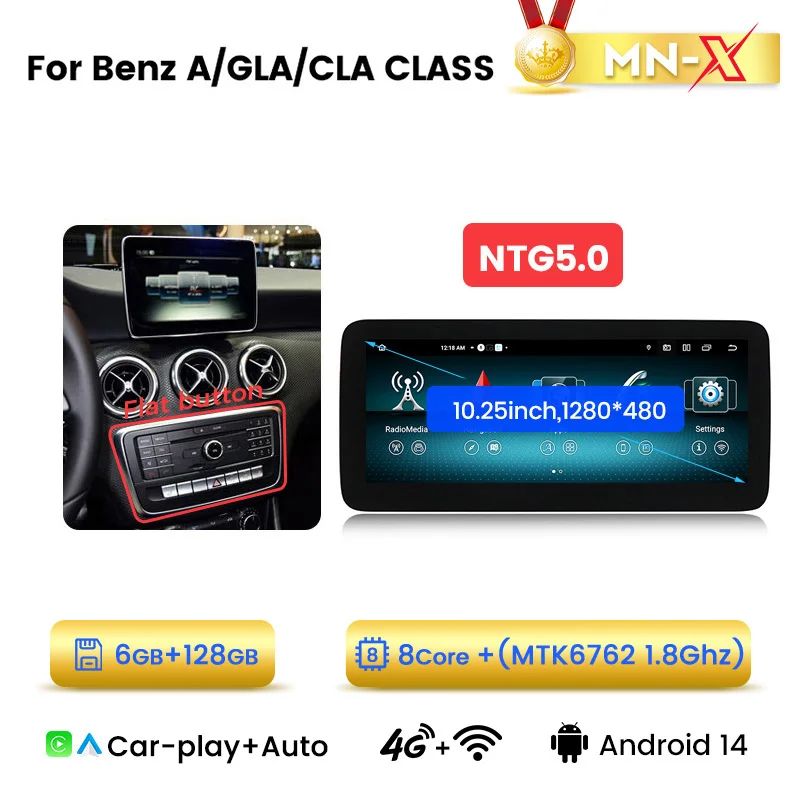 MEKEDE 1920*720 autoradio draadloos Carplay Android Auto audio voor Mercedes-Benz A-Klasse CLA GLA W176 W117 X156 NTG4.5 NTG5.0 multimediascherm 24 uur verzending vanuit EU magazijn Mirrorlink display
