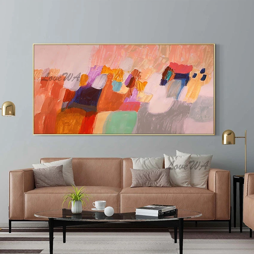 Canvas Design Wall Poster Acrylic Bright In Colour Abstract Hand Drawing Art Picture Modern Quality Decor Frameless Oil Painting