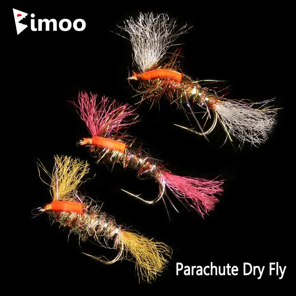 Bimoo-Señuelos de Pesca de paracaídas, cebo flotante, mezcla de dobladillo de hielo, cuerpo, Pupa, percha, percha, color gris, 6 piezas, #14, #16