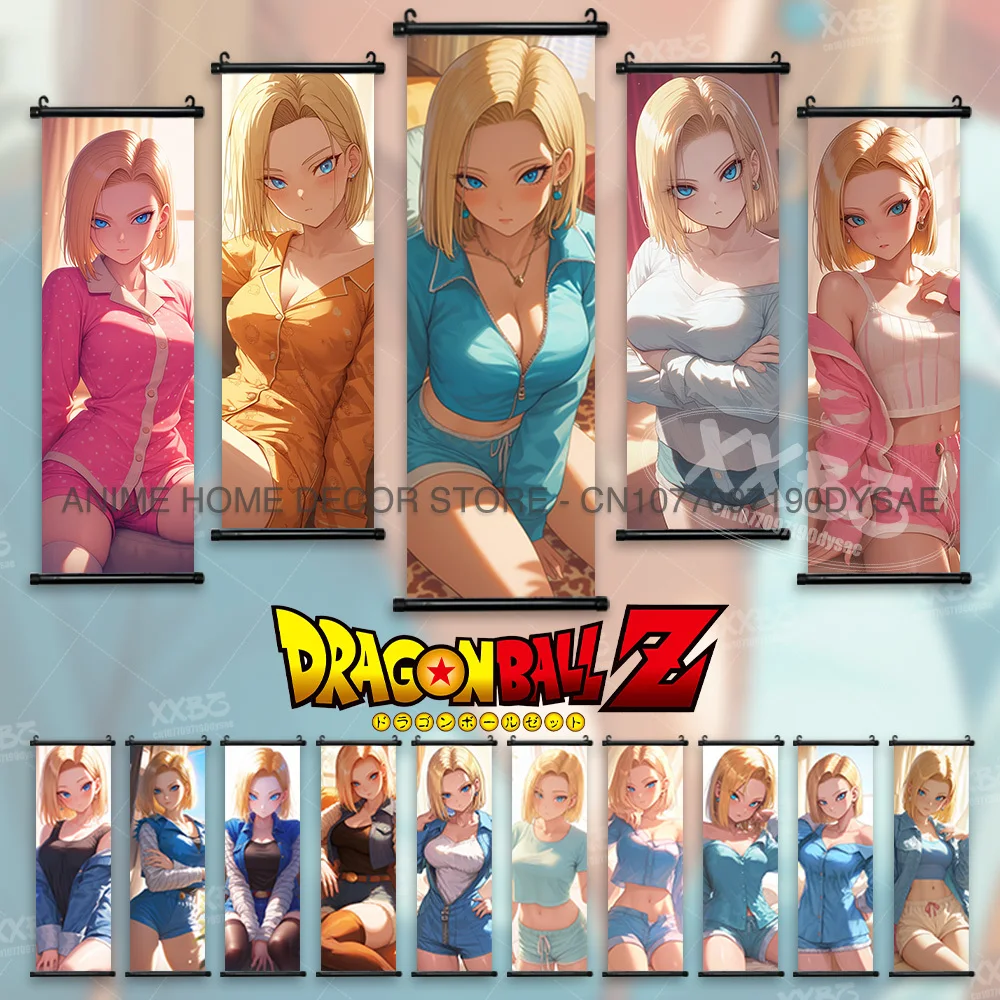 

Dragon Ball Posters Sexy Android 18 Anime Figures Wall Art Simple Scrolls Pictures Bulma Hanging Home Wallpaper Goku Paintings