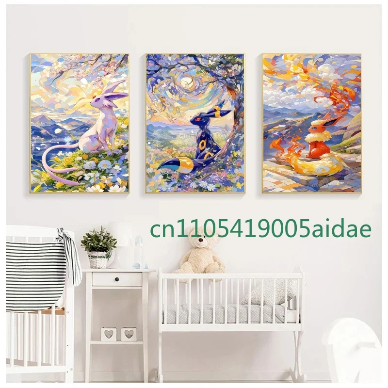 

Anime Pokemon Canvas Painting Pikachu Charizard Painting Watercolor Art Number Poster Wall Modern Room Cartoon Character Decor