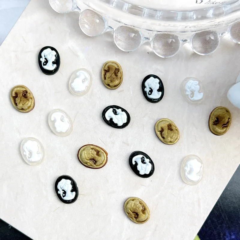 30pcs Retro Baroque Nail Art Charms 3D Emboss Vintage  Baroque Angel Beauty Head Nail Decoration Nail Accessories Manicure DIY