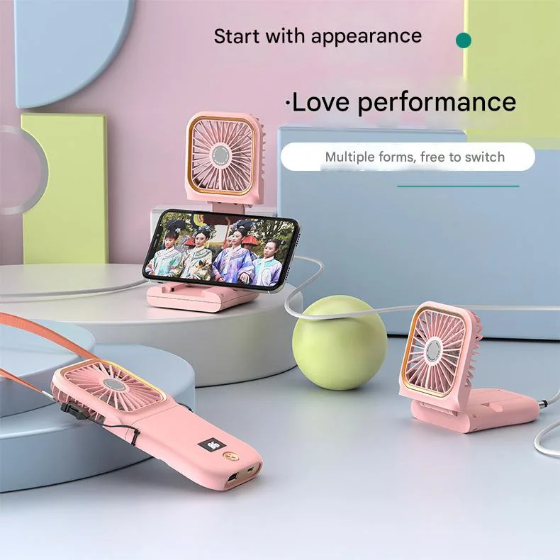 Ultra-Thin Portable Handheld Mini Fan with Digital Display, USB Rechargeable 3000mAh Battery, 180° Adjustable, 3-Speed for Pers