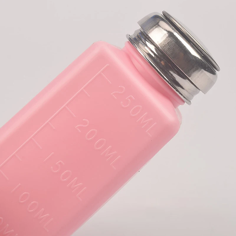 100/200/250ML Liquid Alcohol Press Antistatic Nail Polish Remove Dispenser Cleaner Pumping Refillable Bottle Holder Salon Makeup