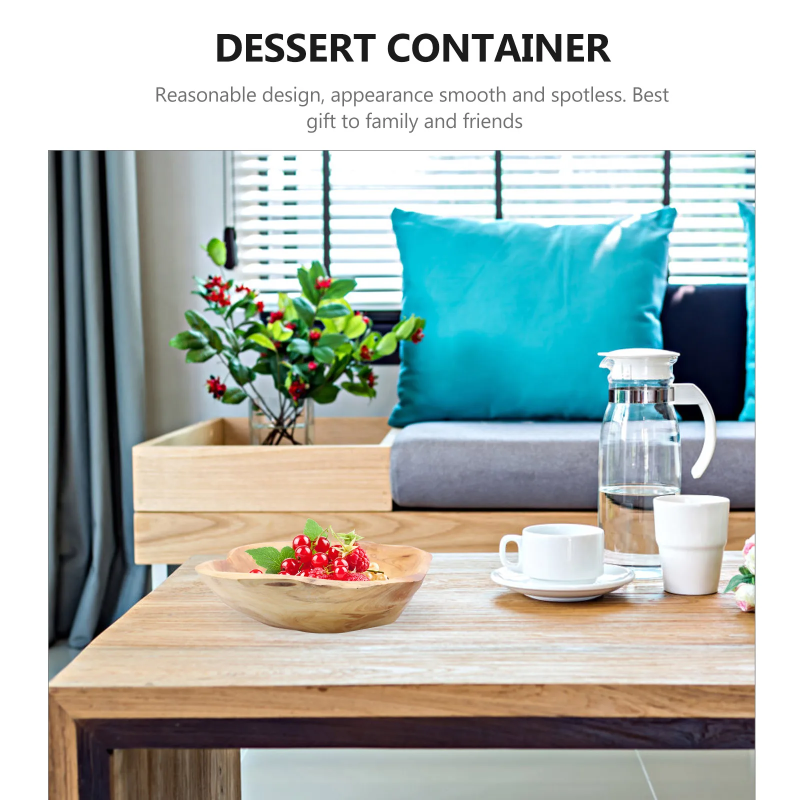 

1Pcs Solid Wood Fruit Tray Natural Decorative Bowl for Serving Fruits Desserts Snacks Home Party Wedding Event Use Wood Fruit