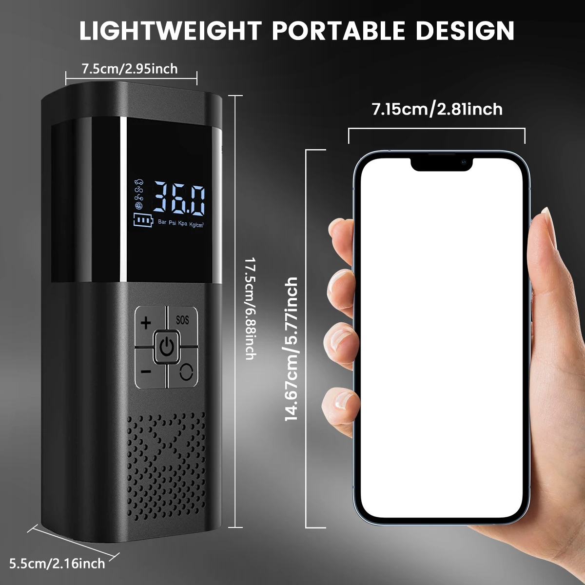 منفاخ إطارات لاسلكي أسرع 150 رطل لكل بوصة مربعة 3X - ضاغط هواء محمول مع مقياس رقمي، ضوء LED للسيارة والدراجة والدراجات النارية والكرات الرياضية #6