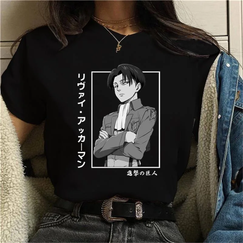 New Levi Ackerman T Shirt Fashion Anime Harajuku Tees Casual Round Neck Loose T Shirt