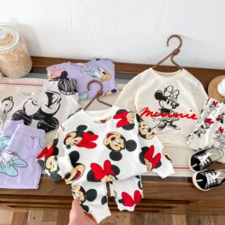 0-6 Age Baby Girls Tracksuits Autumn Clothing Cartoon Minnie Disney Long Sleeve Sweatshirt Set Toddler Costume Baby Outfits Suit