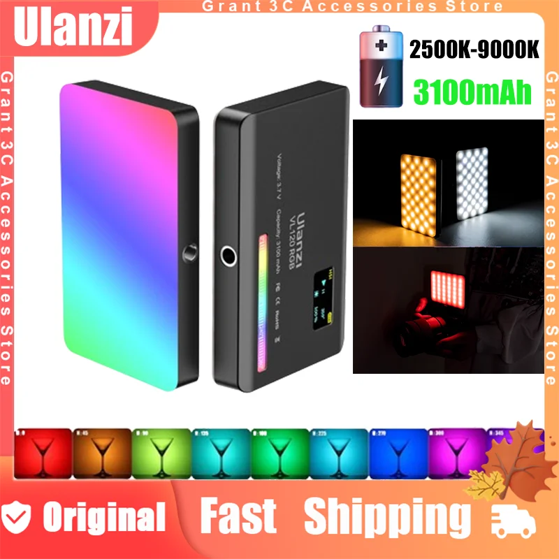 Ulanzi VL120 Full Color RGB Video Light 2500K-9000K CRI 95+ 3100mAh Custom Dimmable Portable Fill Light for Photography Vlog