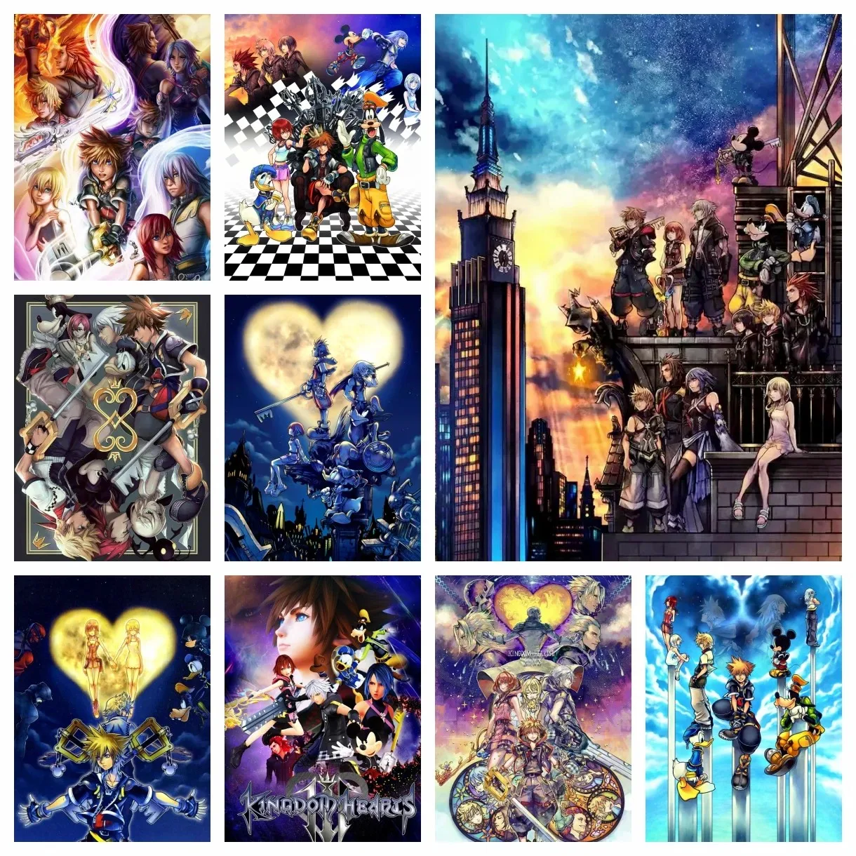 5D Diamond Painting Kit Kingdom Hearts Game DIY Stickerei Kreuzstich, handgefertigte Kunsthandwerke, Heimdekoration und schönes Geschenk
