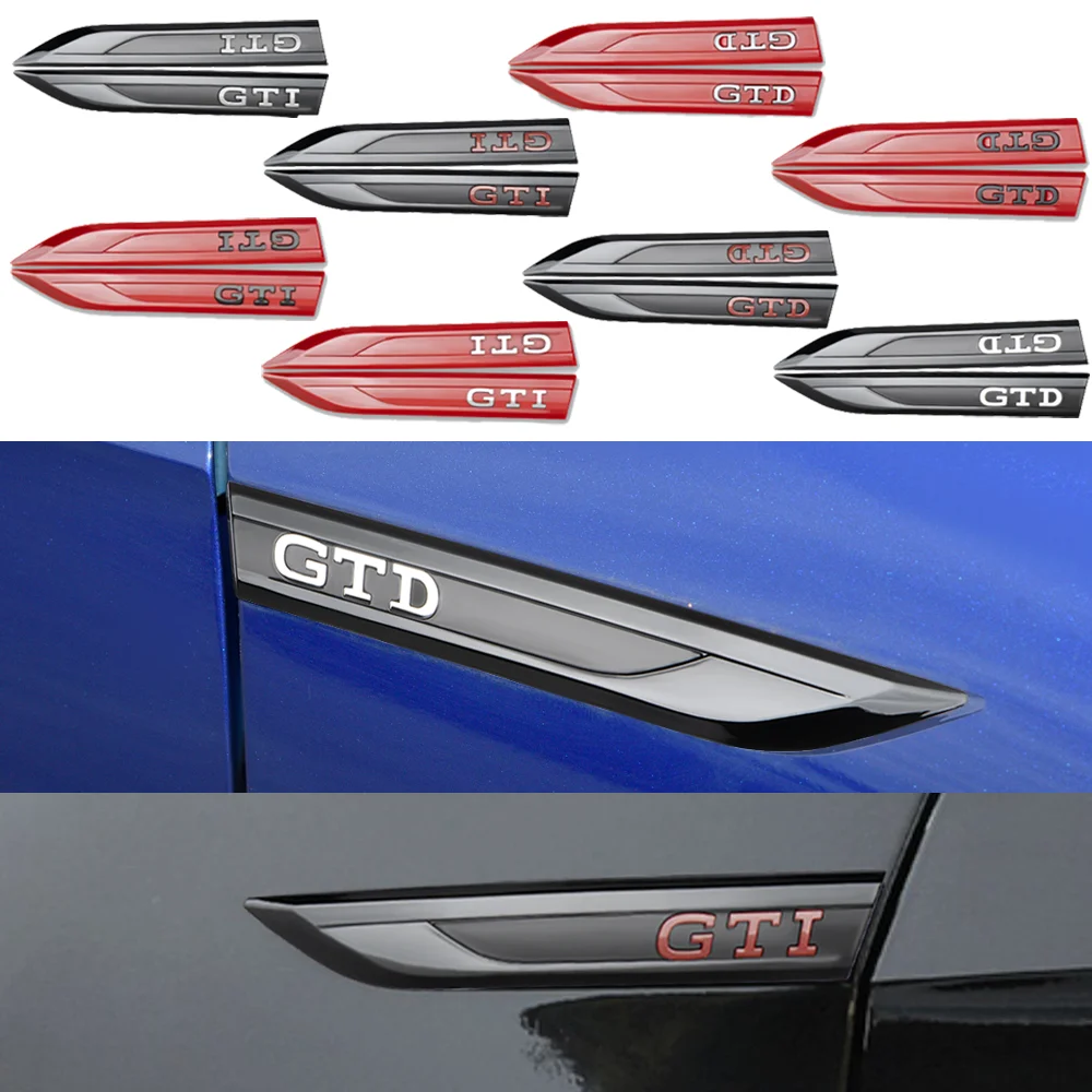 2pcs Car 3D ABS Badge Fender Side Wing GTI GTD Emblem Sticker For VW Golf 5 6 7 MK7 MK6 Tiguan Polo Jetta Scirocco Beetle Passat