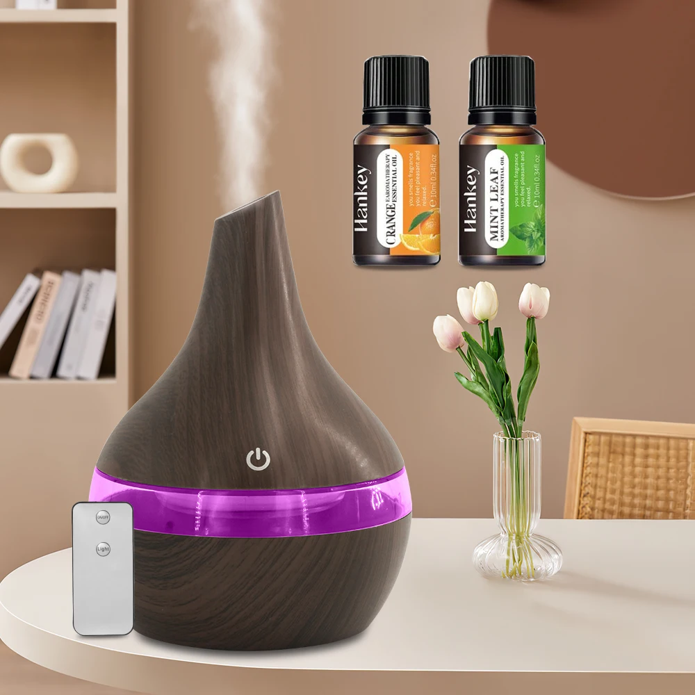 

С 2 маслами премиум-класса, 300 мл, USB-диффузор для ароматерапии, ультра тихий увлажнитель с прохладным туманом и дистанционным управлением для лучшего сна