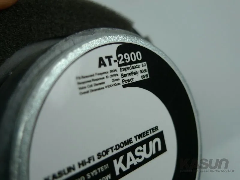 Original Kasun AT-2900 4\'\' Hi-Fi Series Home Audio DIY Black Membrane Dome Tweeter Speaker Driver Unit  6ohm/60W Fs=900Hz D104mm