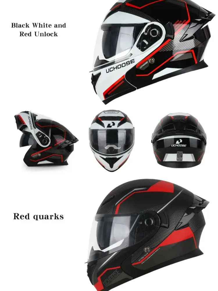 AliExpress NONE Uchoose Motorcycle helmet dual lens cross-section helmet modular flip up helmet outdoor cycling unisex, aurora lenses,best gifts